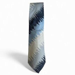 Armani Collezioni Men’s Silk Tie Blue Gray Abstract Zigzag Pattern Made in Italy